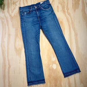 Rag & Bone Crop Flare Jeans Stark Wash High Rise Raw Hem
